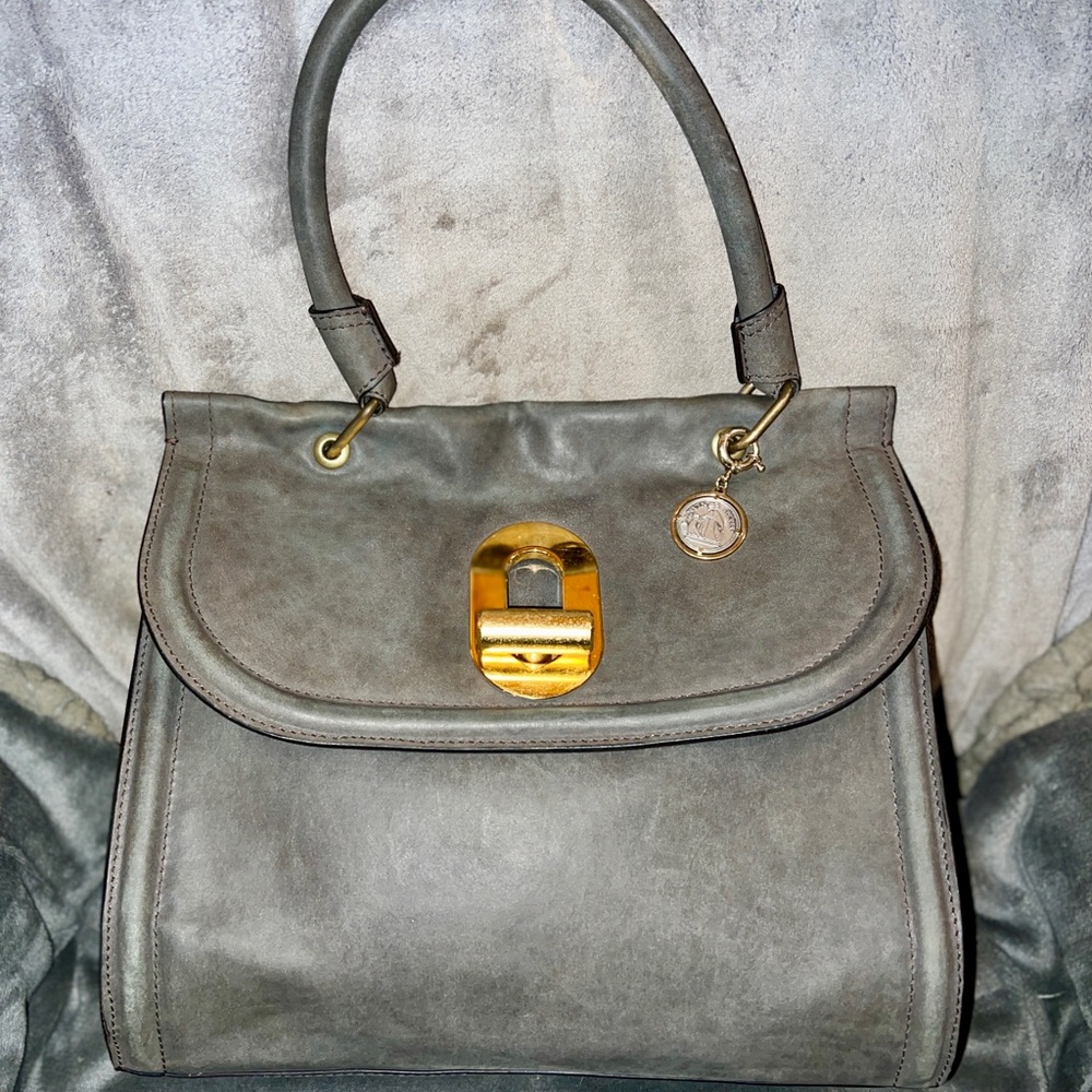 Lanvin Gray Satchel with Gold Hardware